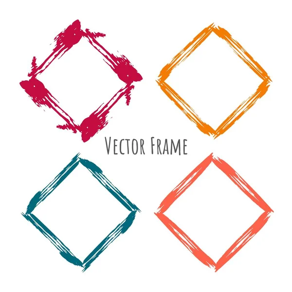 Marco Rombo Pincelada Marco Dibujado Mano Para Diseño Del Logotipo — Vector de stock