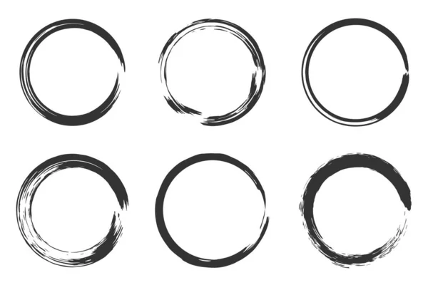 Circle Coup Pinceau Cadre Peinture Dessiné Main Pour Logo Conception — Image vectorielle