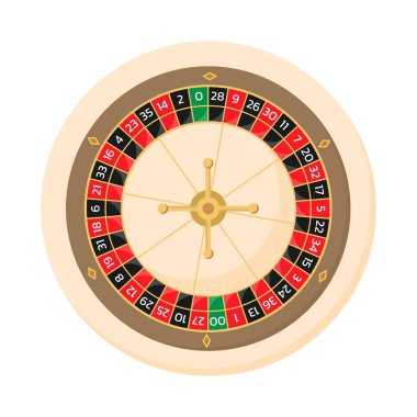 Amerikan rulet çarkı çevrimiçi kumarhanesi, vektör illüstrasyonu beyaz arka planda izole.