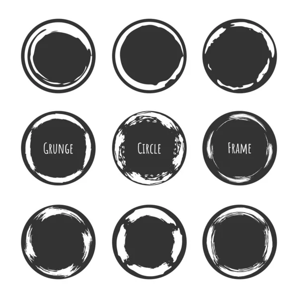 Pincelada Pincel Circular Marco Pintura Dibujado Mano Para Logotipo Diseño — Vector de stock