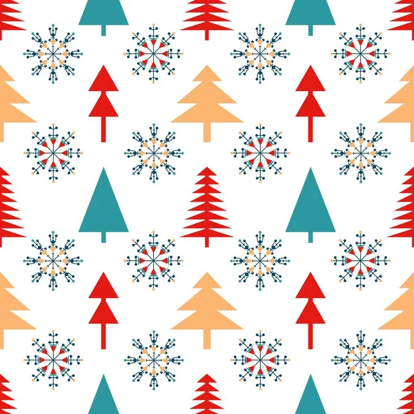 Seamless New Year Christmas Pattern Scandinavian Style Vector Illustration — Διανυσματικό Αρχείο