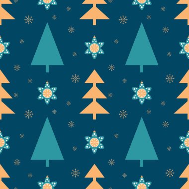 Seamless New Year and Christmas pattern in scandinavian style. Vector illustration.