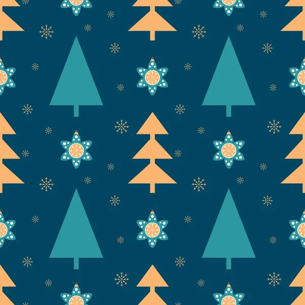 Seamless New Year Christmas Pattern Scandinavian Style Vector Illustration — Wektor stockowy