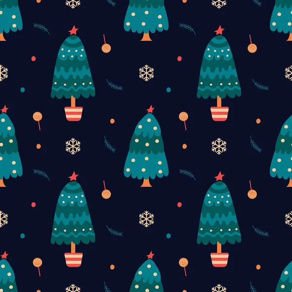 Winter Christmas Seamless Pattern Holiday Design Creation Vector Illustration — Stock Vector