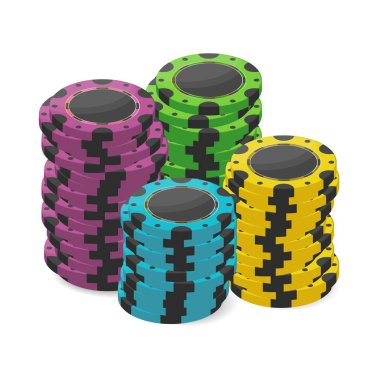 Kumarhane ve poker fişleri. Tasarım için element. Gerçekçi bir tarz. Vektör illüstrasyonu.