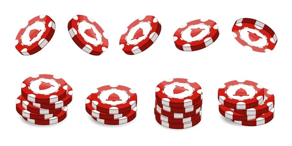 Τσιπς Καζίνο Για Πόκερ Ρουλέτα Ρεαλιστική Εικονογράφηση Διανύσματος Απομονωμένη Λευκό — Διανυσματικό Αρχείο