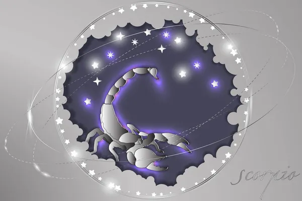 Signe Papier Zodiaque Sur Fond Ciel Étoilé Illustration Abstraite Symbole — Image vectorielle