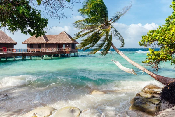 Paradise Water Bungalows Maldives Stock Photo