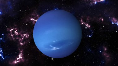 Neptün, Neptün Gezegeni 4K dış uzayda dönüyor. Neptün döngüsü