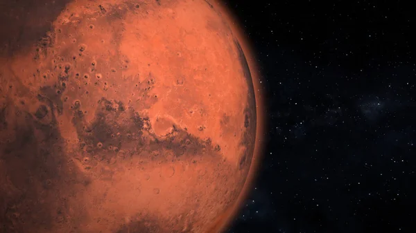 Planeta Mars Izolează Întuneric Vedere Din Față Planetei Marte Din — Fotografie, imagine de stoc