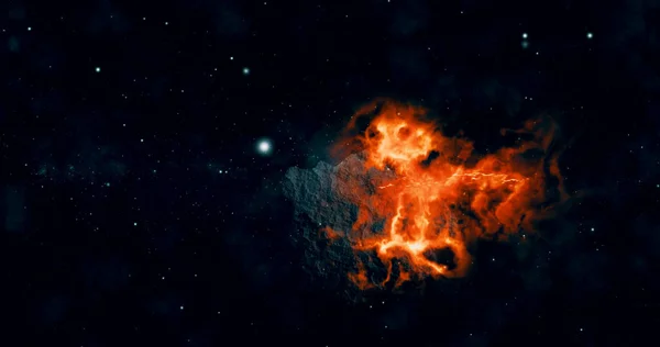 Комета Конец Света Астрономия Астероид Метеорит Падает Землю Против Звездного — стоковое фото
