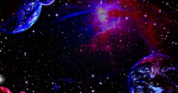 Gerçekçi nebula ve parlayan yıldızlarla dolu bir arka plan. Yıldız tozu ve Samanyolu ile renkli kozmos. Nebula ve yıldızlı sonsuz uzay arkaplanı. Bilim Kurgu Uzay Sahnesi.