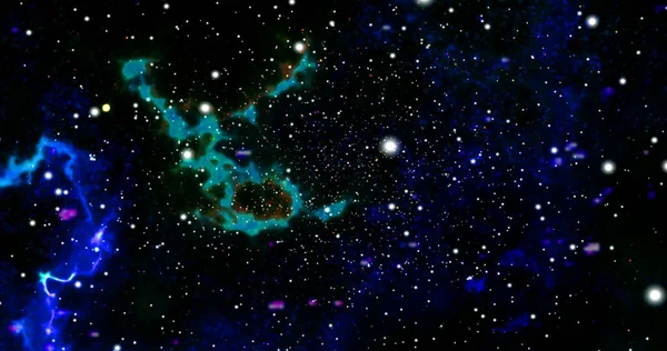 Fondo Espacial Con Nebulosa Realista Estrellas Brillantes Cosmos Coloridos Con — Foto de Stock