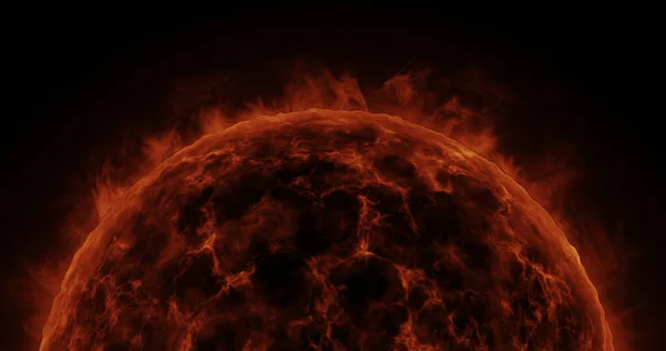 Sol Atmosfera Sobre Fundo Preto Sinalizadores Sol Quente Superfície Ilustração — Fotografia de Stock