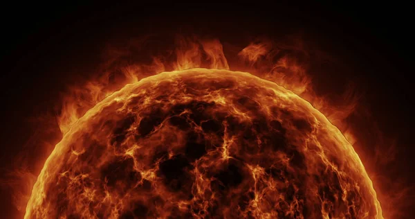 Sol Atmosfera Sobre Fundo Preto Sinalizadores Sol Quente Superfície Ilustração — Fotografia de Stock