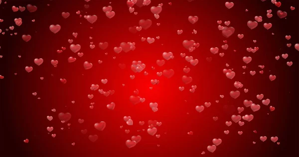 Sevgi dolu bir sevgililer günü arkaplanı. Kırmızı uçan kalpler arka planda izole edilir.. 