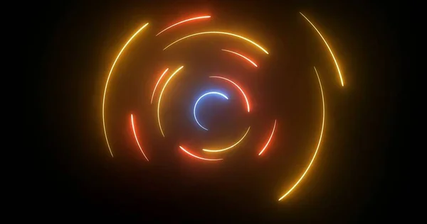 Absztrakt Kör Neon Háttér Ragyogó Gyűrű Halo Körül Űralagút Led — Stock Fotó