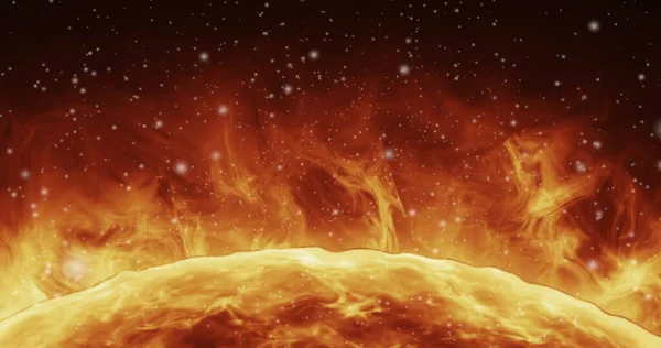 Parlak Güneş, Güneş Sistemi 'ndeki karanlık yıldızlı gökyüzüne karşı..