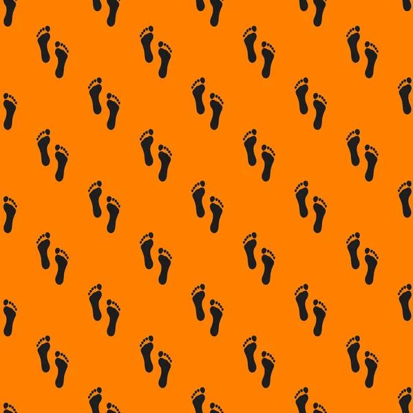 Turuncu arka planda bir adamın izi. Siyah iz. Turuncu bir arka plandaki insan ayak izinin kusursuz deseni. Ayak izinin üstünden bir manzara. 3D görüntüleme. 3d resim.