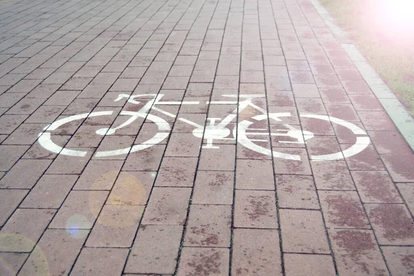 Велосипедная Дорожка Велосипедный Знак Асфальте — стоковое фото