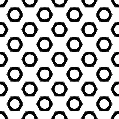 Kusursuz desen. Beyaz arka planda bir fındık resmi. Siyah altıgen. 3D görüntüleme. 3d resim.