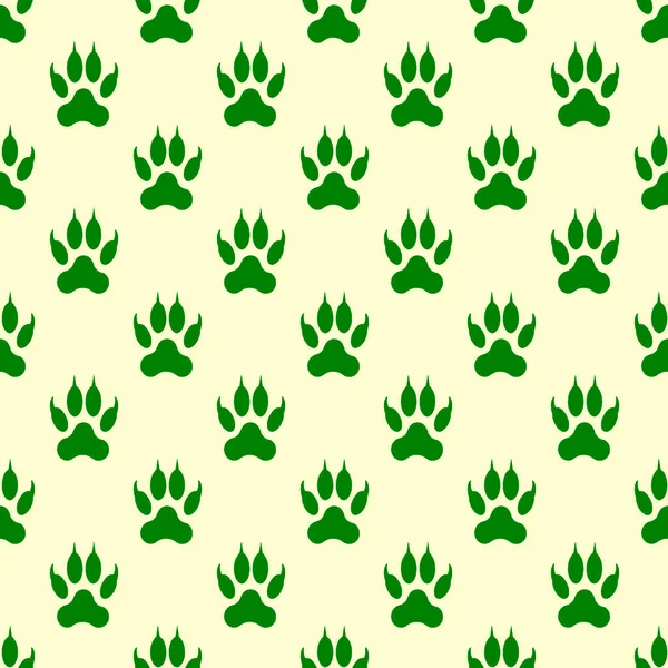 Bezproblémová Kresba Obrazů Zelených Tlapek Sada Zelených Izolovaných Zvířecích Tlapek — Stock fotografie
