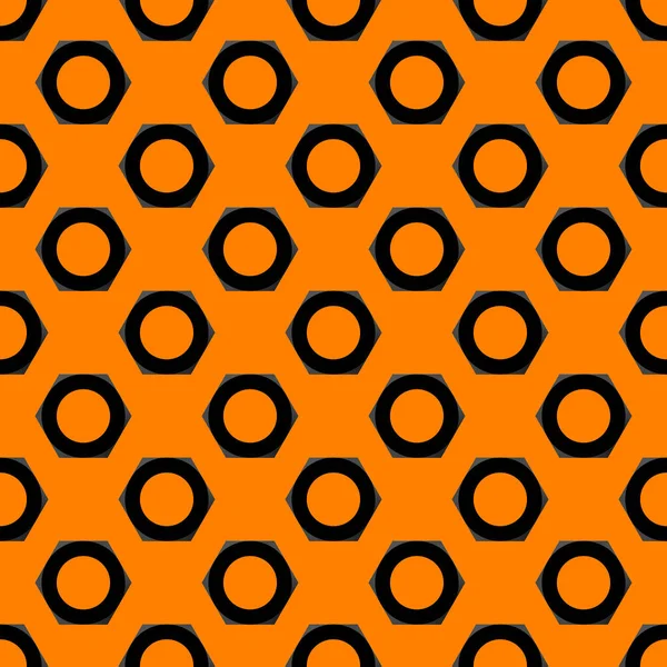 Seamless Pattern Image Nut Orange Background Black Hexagon Rendering Image — Stock Photo, Image