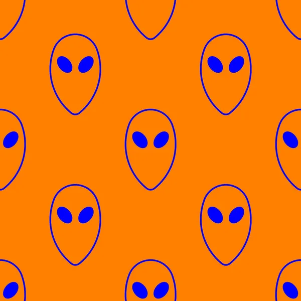 Schema Senza Soluzione Continuità Testa Blu Alieno Uno Sfondo Arancione — Foto Stock