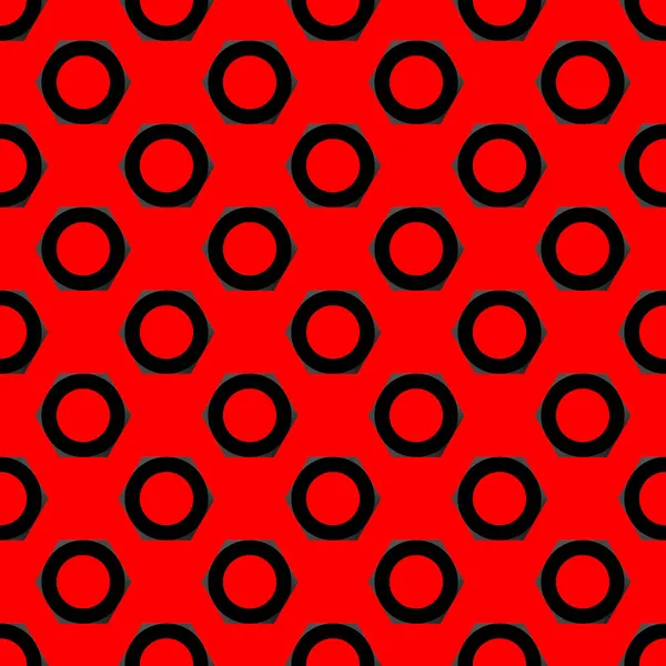 Modèle Sans Couture Image Une Noix Sur Fond Rouge Hexagone — Photo