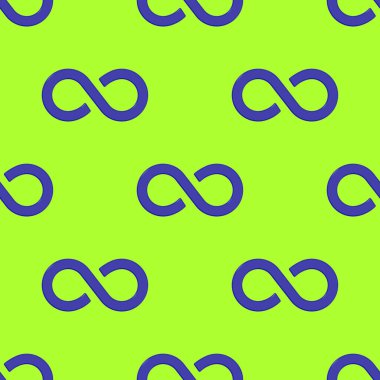 Kusursuz desen. Sonsuzluğun işareti mavi, sarımsı yeşil arka planda izole edilmiş. Sonsuzluğun sembolü. 3 boyutlu görüntü. 3d oluşturma