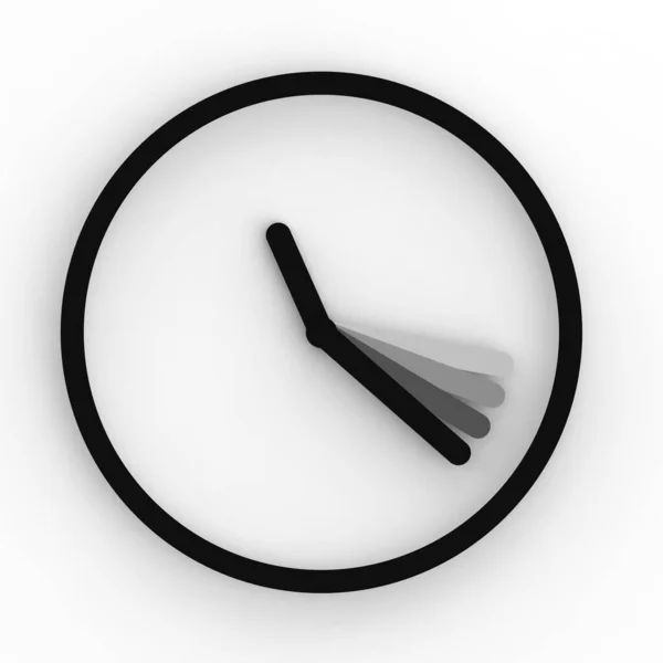 Reloj Negro Con Una Aguja Minutos Funcionamiento Sobre Fondo Blanco — Foto de Stock
