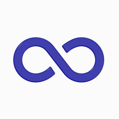 Sonsuzluğun işareti beyaz bir arkaplanda mavi izole edilmiştir. Sonsuzluğun sembolü. kare resim