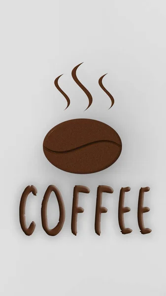 Obraz Ziarna Kawy Szarym Tle Aromat Kawy Napis Kawy Renderowania — Zdjęcie stockowe