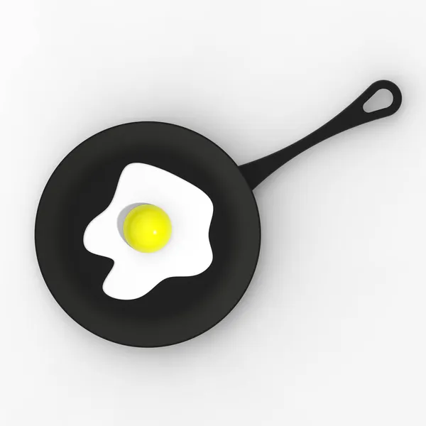 Fried Egg Frying Pan White Background Top View Frying Device — Stock Photo, Image