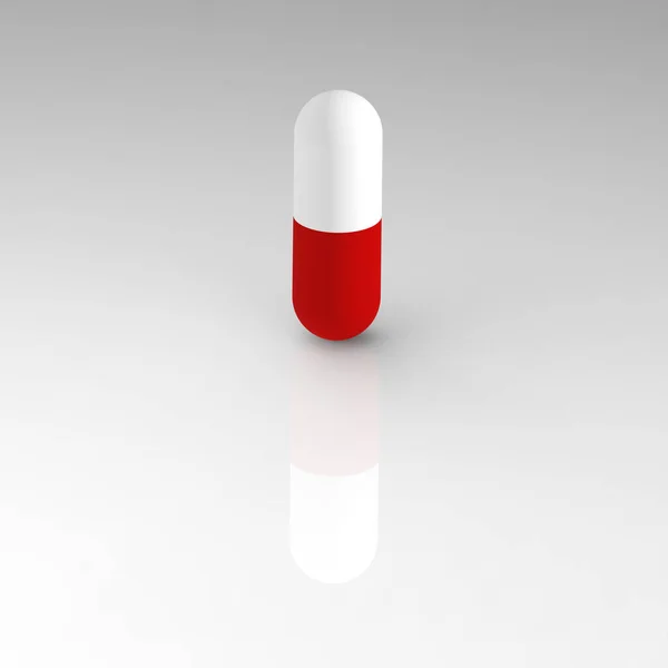 Capsule Highlighted White Background Reflection Square Image Rendering Image — Stock Photo, Image