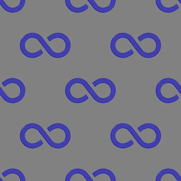 Kusursuz desen. Sonsuzluğun işareti mavi, gri arka planda izole. Sonsuzluğun sembolü. 3 boyutlu görüntü. 3d oluşturma