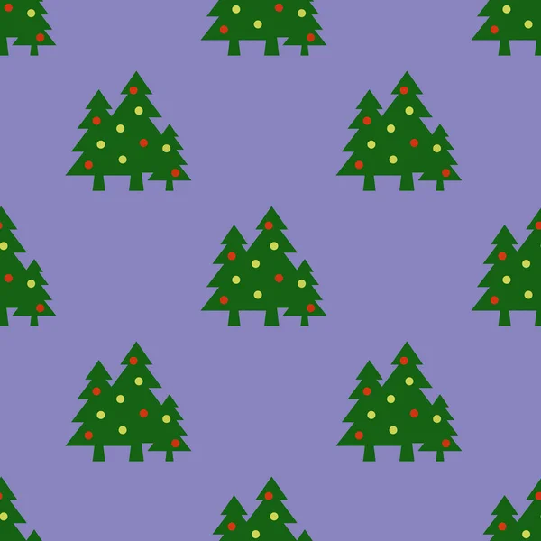 Bezproblémový Vzorec Obrázek Zelených Vánočních Stromků Míčky Pastelově Modrém Purpurovém — Stock fotografie
