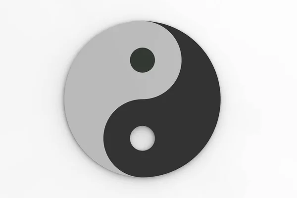 Yin Yang Símbolo Contrario Fondo Gris Imagen Horizontal Imagen Renderizado —  Fotos de Stock