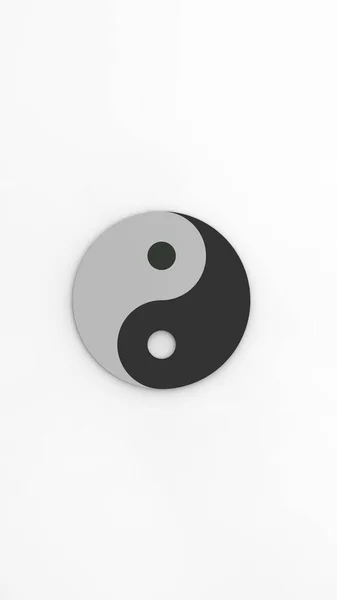 Yin Yang Símbolo Contrario Fondo Gris Imagen Vertical Imagen Renderizado — Foto de Stock