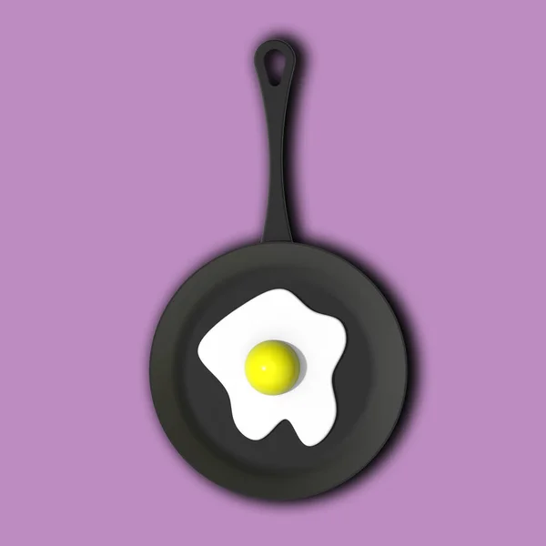 Fried Egg Frying Pan Pastel Purple Backgrounds View Hot Device — Stock Photo, Image
