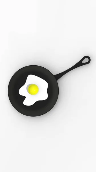 Huevo Frito Sartén Sobre Fondo Blanco Vista Superior Del Dispositivo — Foto de Stock