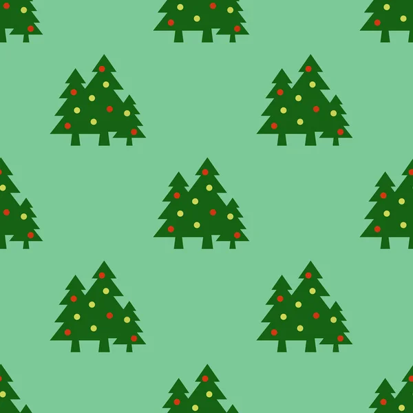 Nahtloses Muster Bild Von Grünen Weihnachtsbäumen Mit Kugeln Auf Pastellgrünem — Stockfoto