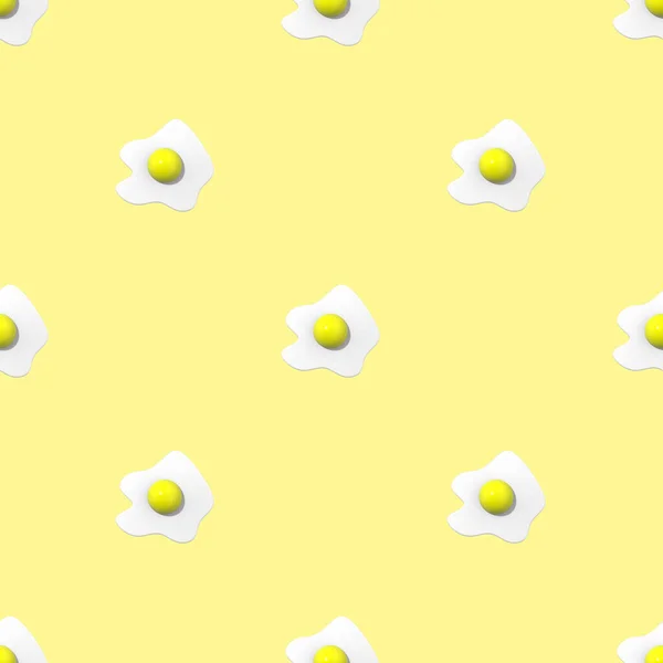 Bezproblémový Vzorec Obrázek Kuřecího Vejce Pastelově Žlutém Pozadí Vejce Kulatým — Stock fotografie