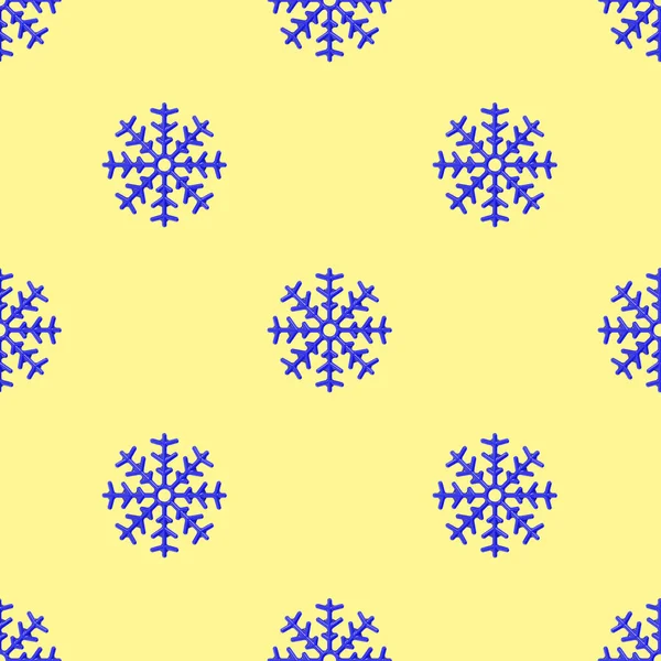 Изображение Синих Стеклянных Снежинок Пастельных Телят Желтом Фоне Символ Зимы — стоковое фото