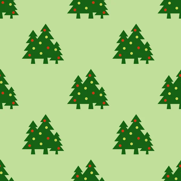 Seamless Pattern Image Green Christmas Trees Balls Pastel Pea Backgrounds — Stock Photo, Image
