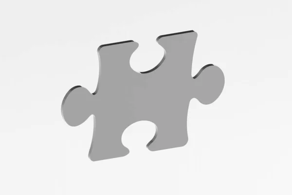 Puzzle Prvek Bílém Pozadí Puzzle Kov Zblízka Skládačka Horizontální Obrázek — Stock fotografie
