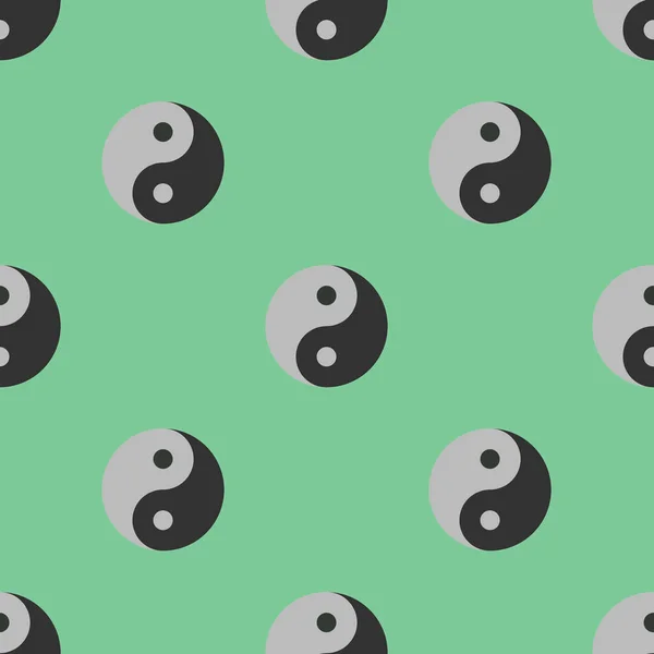 Kusursuz desen. Pastel yeşil arka planda Yin Yang sembolü. Zıtlığın sembolü. Yüzey örtüsü deseni. 3 boyutlu görüntü. 3B görüntüleme.