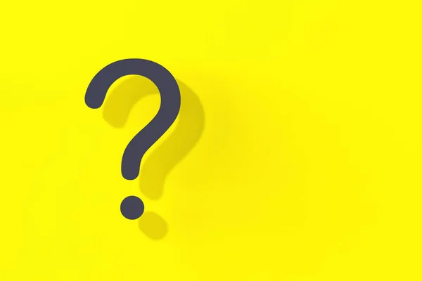 黄色の背景に影が付いている質問マーク 技術サポート 質問への答え 水平画像 3D画像 3Dレンダリング — ストック写真