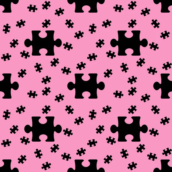 Nahtloses Muster Bild Von Schwarzen Puzzle Elementen Auf Pastellvioletten Hintergründen — Stockfoto