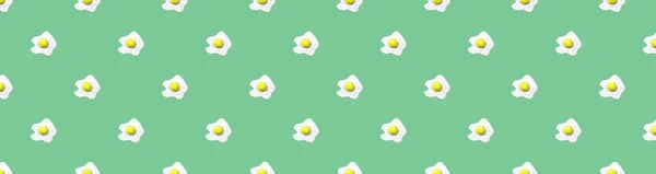 无缝图案 鸡蛋在淡绿色背景上的图像 鸡蛋加圆形蛋黄 表面覆盖图案 横幅插入到现场 横向图像 3D图像 3D渲染 — 图库照片